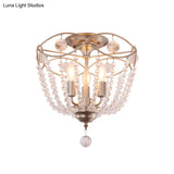 Modern Crystal Strand Semi Flush Mount Light With 3 Silver Ceiling Lights