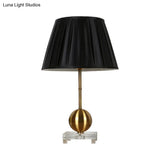 Modern Crystal Table Lamp With Gold Nightstand Base And Square Pedestal