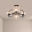 Modern Crystal Trapezoid Light Fixture - 4/8 Bulb Dining Room Semi Flush With Sleek Black Frame 4 /