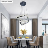 Modern Crystal Triangle Chandelier Pendant Light with LED in Nickel Nickel