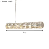 Modern Crystal Tube Island Light With 6/8 Bulb Suspension - Clear And Stylish