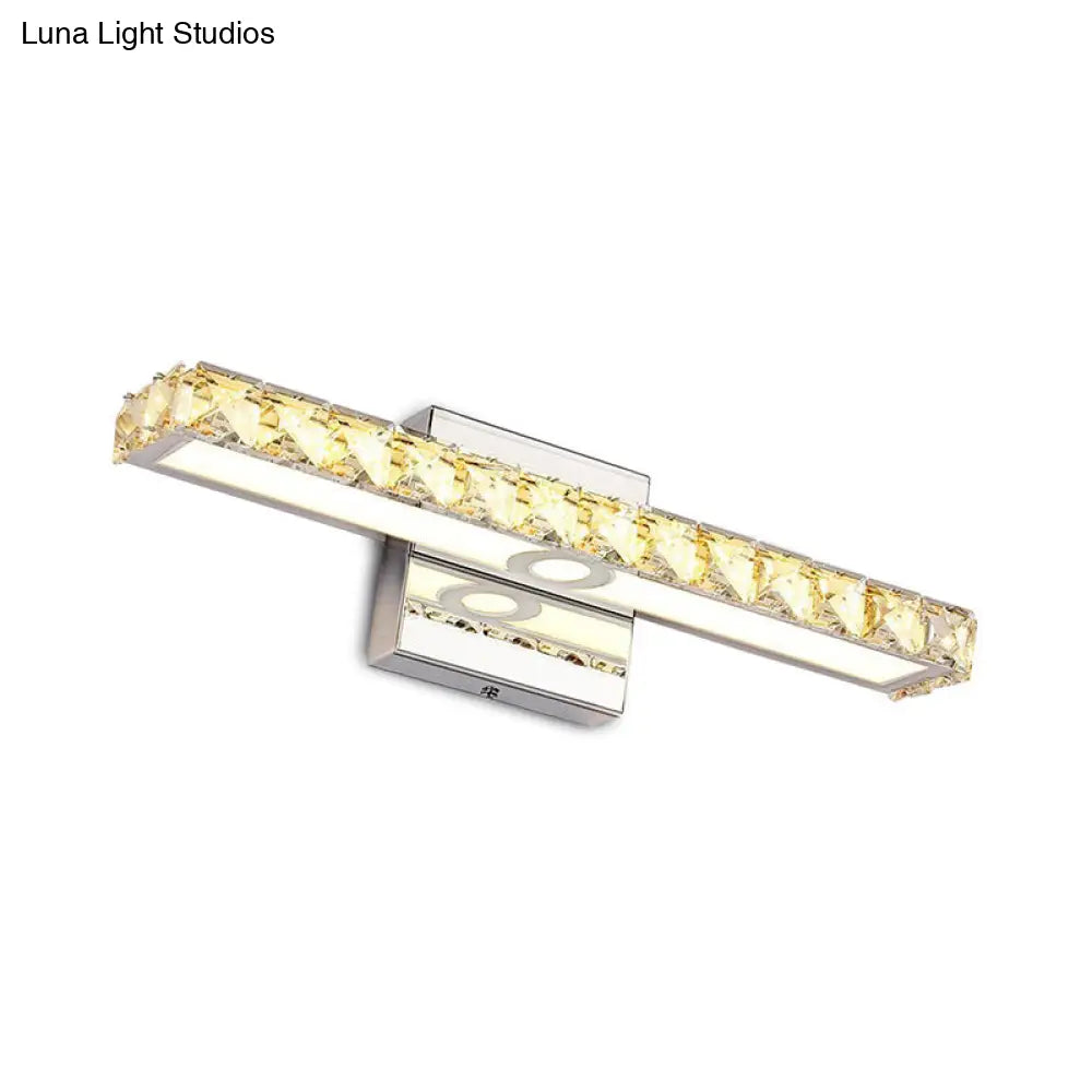 Modern Crystal Vanity Light: Silver/Champagne Linear Wall Sconce With 1 Light In Warm/White For