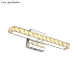 Modern Crystal Vanity Light: Silver/Champagne Linear Wall Sconce With 1 Light In Warm/White For