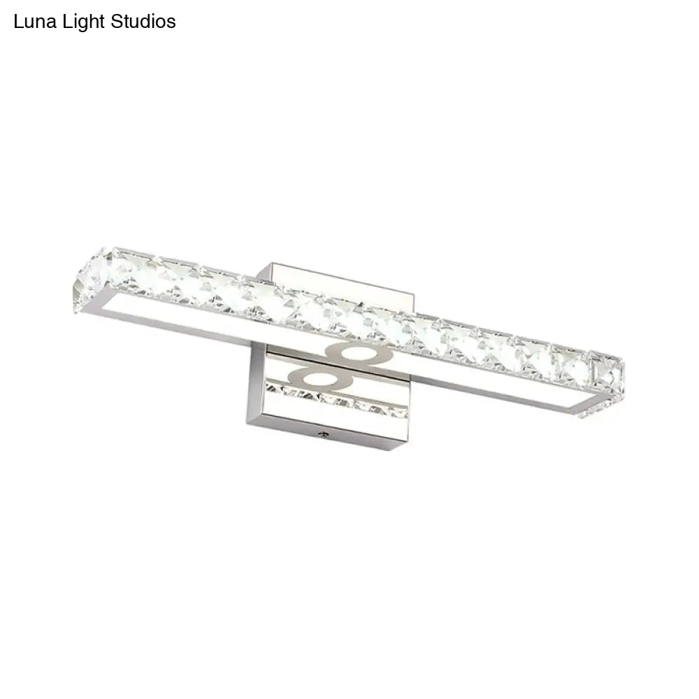 Modern Crystal Vanity Light: Silver/Champagne Linear Wall Sconce With 1 Light In Warm/White For
