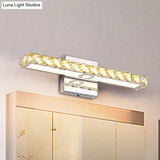 Modern Crystal Vanity Light: Silver/Champagne Linear Wall Sconce With 1 Light In Warm/White For