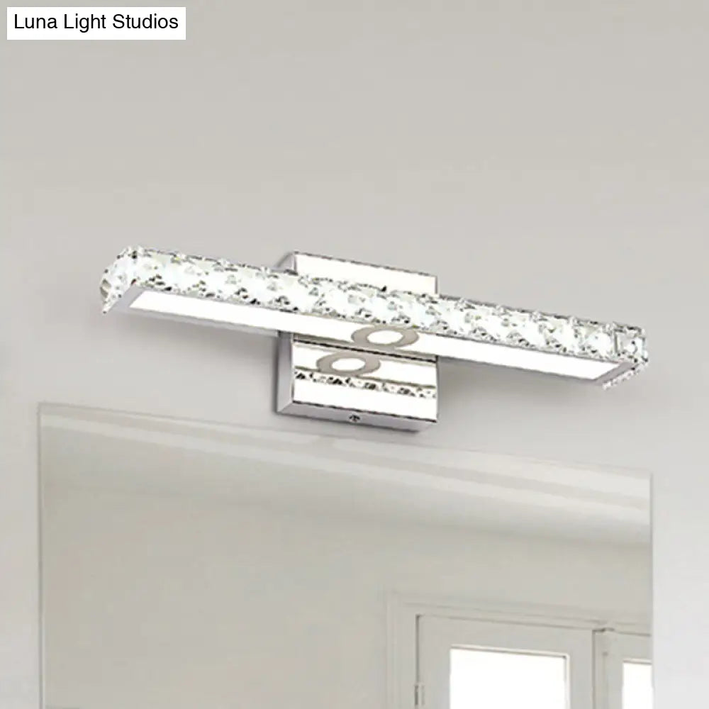 Modern Crystal Vanity Light: Silver/Champagne Linear Wall Sconce With 1 Light In Warm/White For