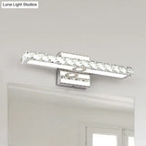 Modern Crystal Vanity Light: Silver/Champagne Linear Wall Sconce With 1 Light In Warm/White For