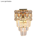 Modern Crystal Wall Lighting: 2-Light Gold Flush Mount For Living Room