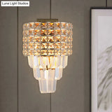 Modern Crystal Wall Lighting: 2-Light Gold Flush Mount For Living Room
