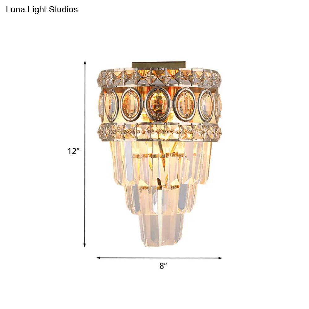 Modern Crystal Wall Lighting: 2-Light Gold Flush Mount For Living Room