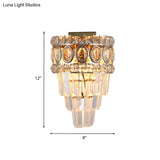 Modern Crystal Wall Lighting: 2-Light Gold Flush Mount For Living Room