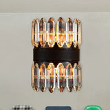 Modern Crystal Wall Sconce Light - Black Cylinder Block Fixture (2/4 Lights) 2 /