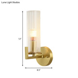Modern Crystal Wall Sconce With Brass Finish - 1 Light Fixture For Bedroom