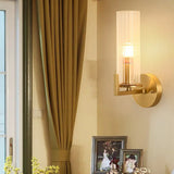 Modern Crystal Wall Sconce With Brass Finish - 1 Light Fixture For Bedroom