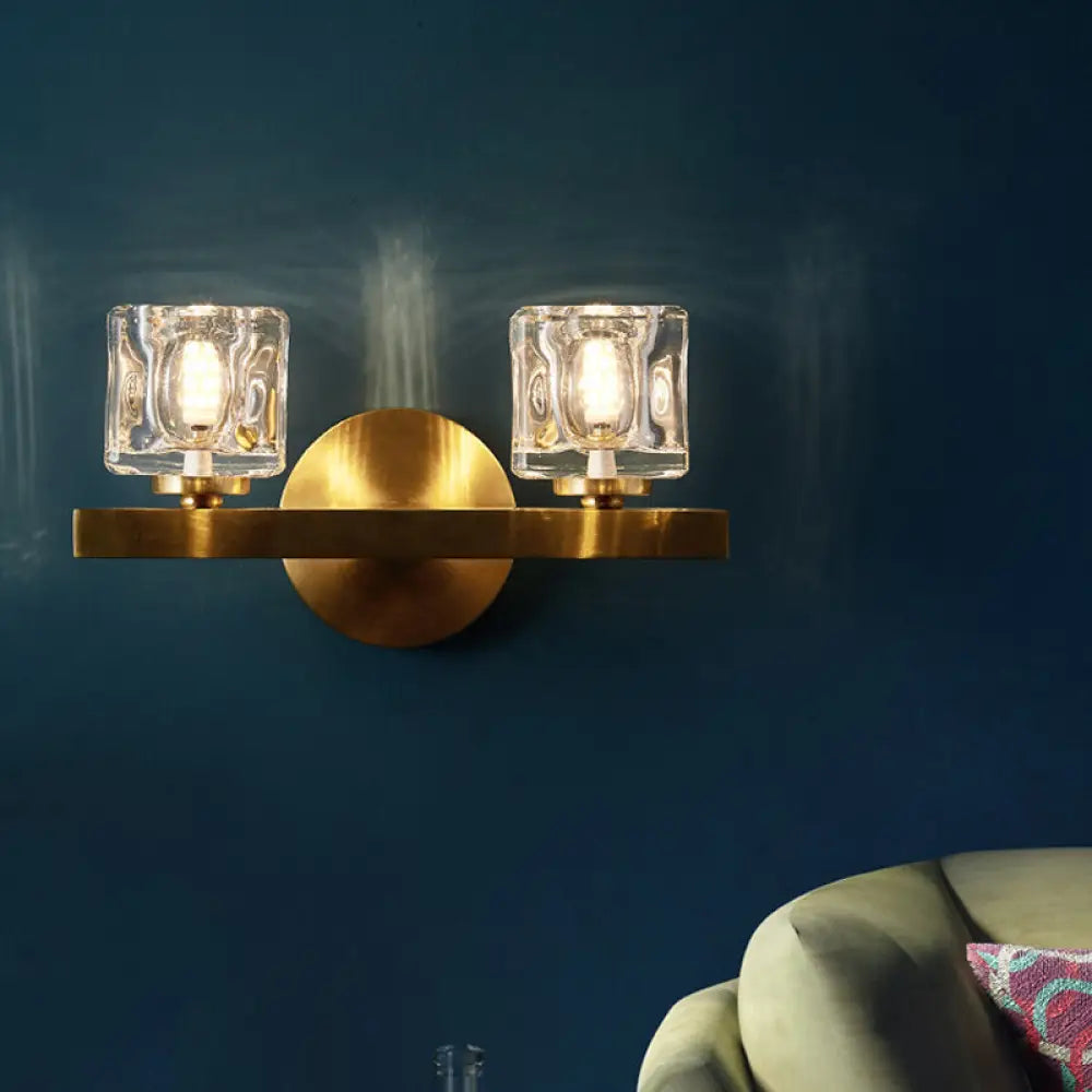 Modern Crystal Wall Sconce With Brass Finish And 1/2 Lights 2 /