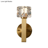 Modern Crystal Wall Sconce With Brass Finish And 1/2 Lights