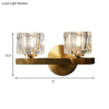 Modern Crystal Wall Sconce With Brass Finish And 1/2 Lights