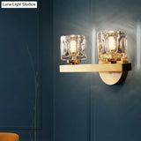 Modern Crystal Wall Sconce With Brass Finish And 1/2 Lights