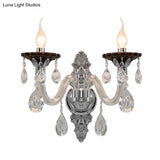 Modern Crystal Wall Sconce With Silver Candle Design - Ideal For Bedroom Lighting