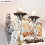Modern Crystal Wall Sconce With Silver Candle Design - Ideal For Bedroom Lighting