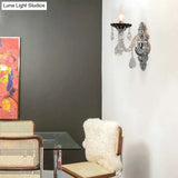 Modern Crystal Wall Sconce With Silver Candle Design - Ideal For Bedroom Lighting