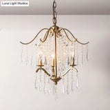 Modern Crystal Waterfall Chandelier - Brass Ceiling Hanging Light 3/4 Bulbs 18.5’/22.5’ Wide