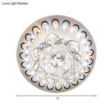 Modern Crystal White Flower Led Ceiling Light - Warm/White Flushmount