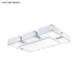 Modern Cube Flush Mount Lamp - 22’/38’/47’ Acrylic Led Ceiling Light In Black/White