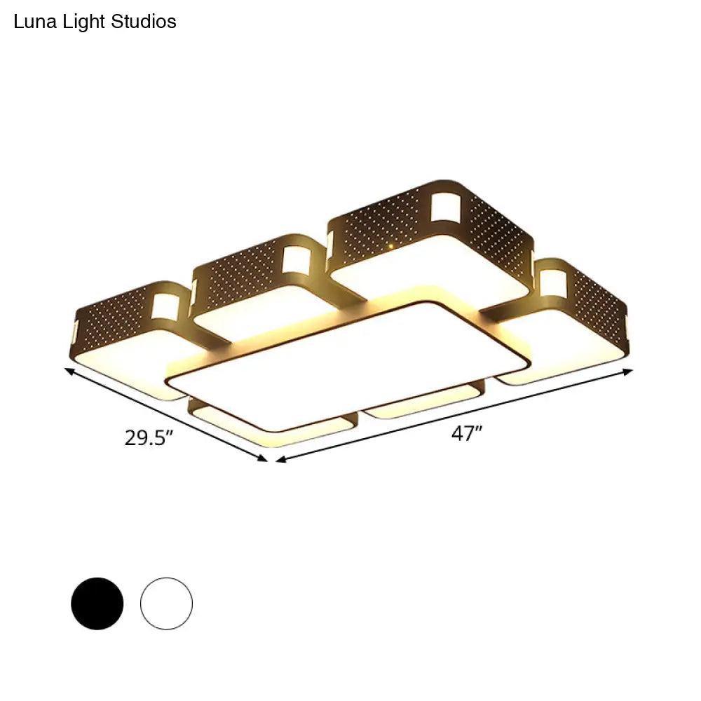 Modern Cube Flush Mount Lamp - 22’/38’/47’ Acrylic Led Ceiling Light In Black/White