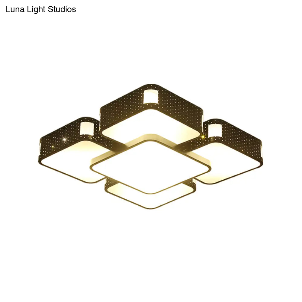 Modern Cube Flush Mount Lamp - 22’/38’/47’ Acrylic Led Ceiling Light In Black/White