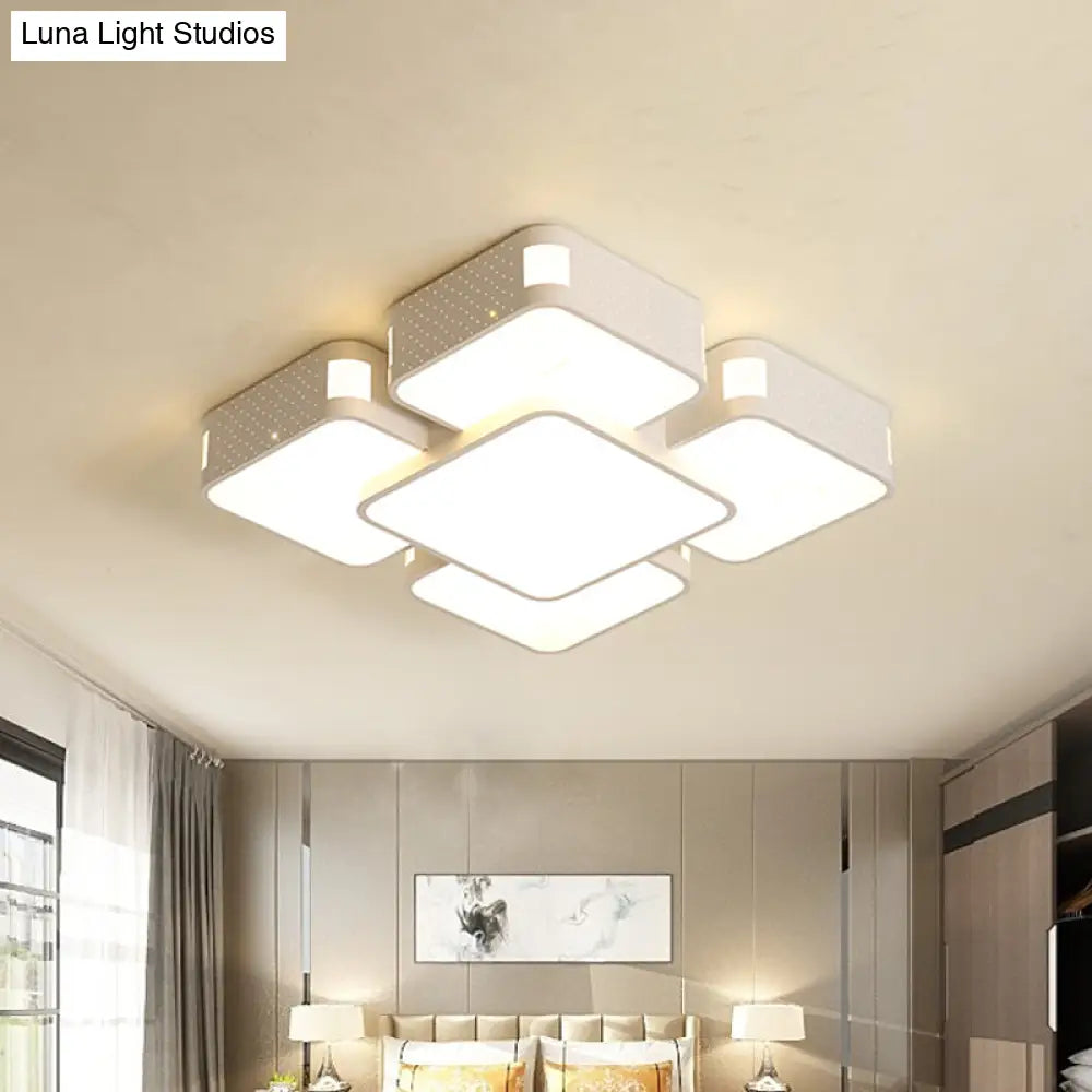 Modern Cube Flush Mount Lamp - 22’/38’/47’ Acrylic Led Ceiling Light In Black/White