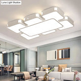 Modern Cube Flush Mount Lamp - 22’/38’/47’ Acrylic Led Ceiling Light In Black/White