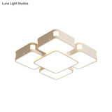 Modern Cube Flush Mount Lamp - 22’/38’/47’ Acrylic Led Ceiling Light In Black/White