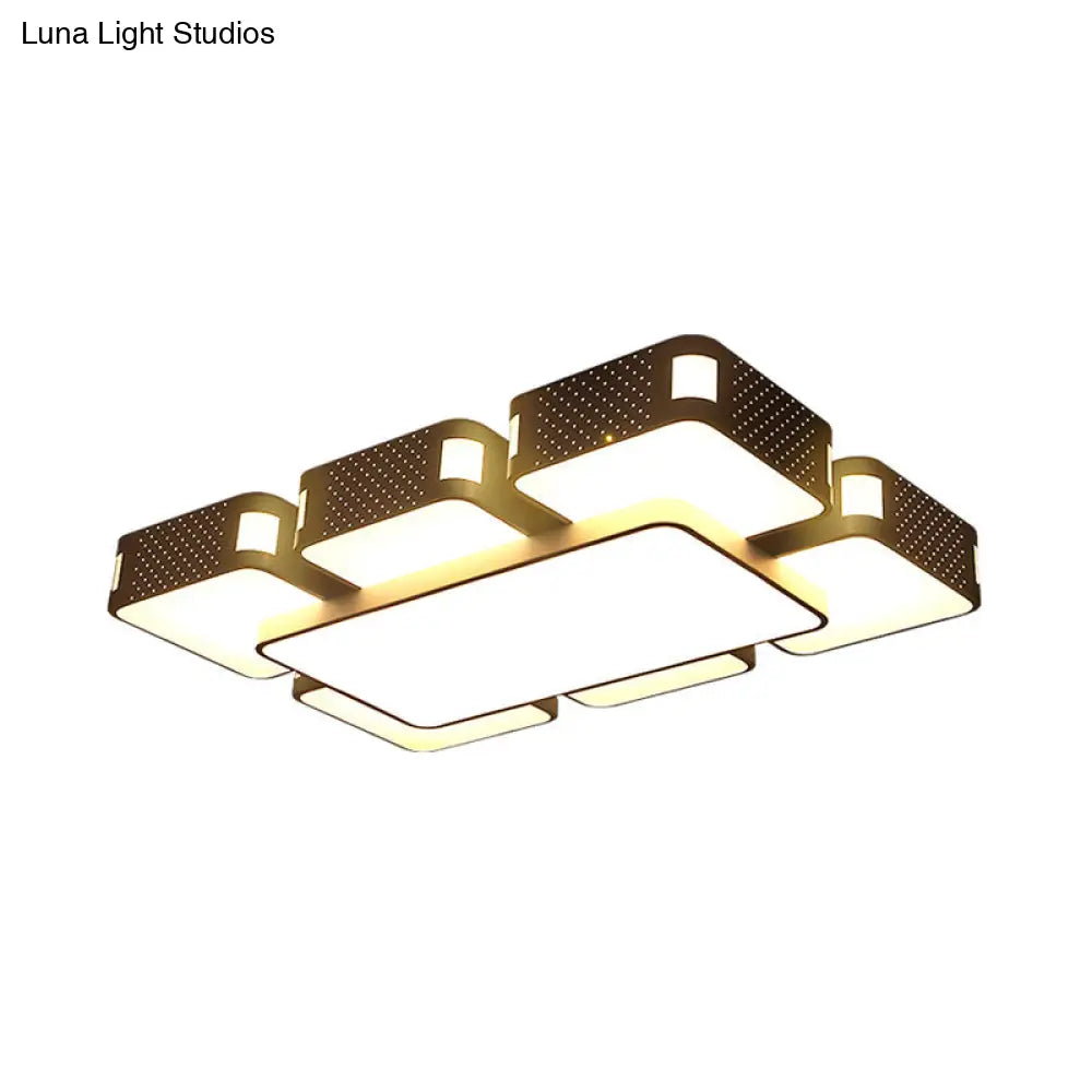 Modern Cube Flush Mount Lamp - 22’/38’/47’ Acrylic Led Ceiling Light In Black/White
