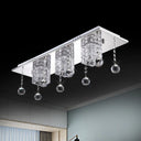 Modern Cube Nickel Flushmount Ceiling Lamp With Clear Crystal Shade & White/Warm Light Orbs / White