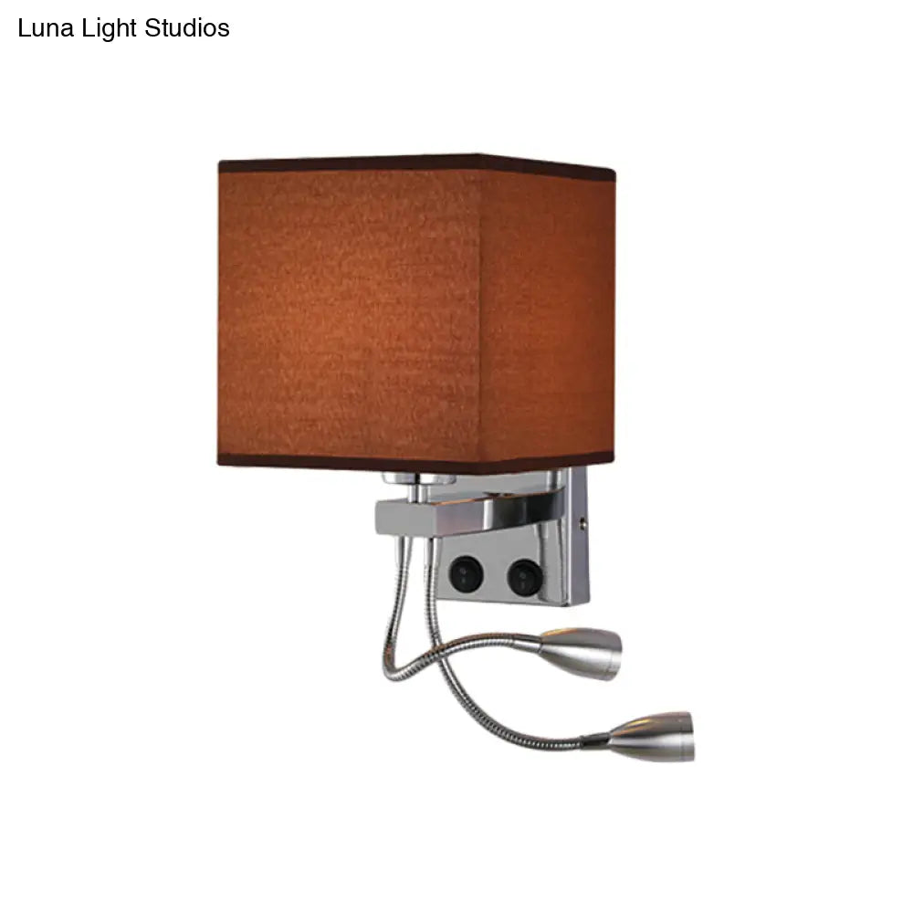 Modern Cube Wall Sconce With Fabric Shade- 1 Light Mount In White/Black/Beige