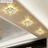 Modern Cubic Corridor Flushmount Led Ceiling Light With Clear Crystal
