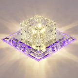 Modern Cubic Corridor Flushmount Led Ceiling Light With Clear Crystal / Purple