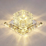 Modern Cubic Corridor Flushmount Led Ceiling Light With Clear Crystal / Warm