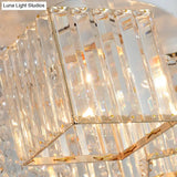 Modern Cubic Flush Mount Crystal Ceiling Light With Pink Rose Draping - 19.5’/23.5’ Dia 5/6
