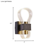 Modern Cuboid Metal Led Wall Lamp With Arc Ring Acrylic Shade In Black White/Warm Light