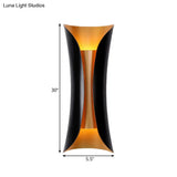 Modern Curl Sconce Light - 13/21/30 Height 2-Light Metallic Indoor Wall Lighting In Black