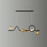 Modern Curve Island Ceiling Light With Glass Ball Shade For Dining Room 4 / Black Amber