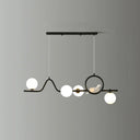 Modern Curve Island Ceiling Light With Glass Ball Shade For Dining Room 4 / Black Milk White