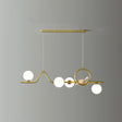 Modern Curve Island Ceiling Light With Glass Ball Shade For Dining Room 4 / Gold Milk White