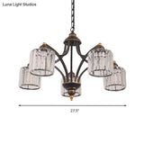 Modern Curved Arm Chandelier With Clear Tri-Sided Crystal Rods - 3/5/6 Heads Black Ceiling Fixture