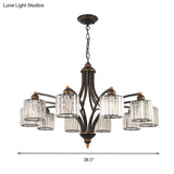 Modern Curved Arm Chandelier With Clear Tri-Sided Crystal Rods - 3/5/6 Heads Black Ceiling Fixture