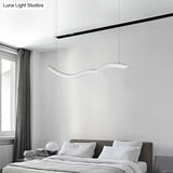 Modern Curved Led Bedroom Chandelier In Grey/White Simple & Sleek Metal Design