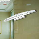 Modern Curved Vanity Lighting: Clear/Champagne Crystal Led Wall Mounted Lamp - 17/21 W Warm/White