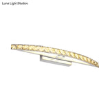 Modern Curved Vanity Lighting: Clear/Champagne Crystal Led Wall Mounted Lamp - 17/21 W Warm/White